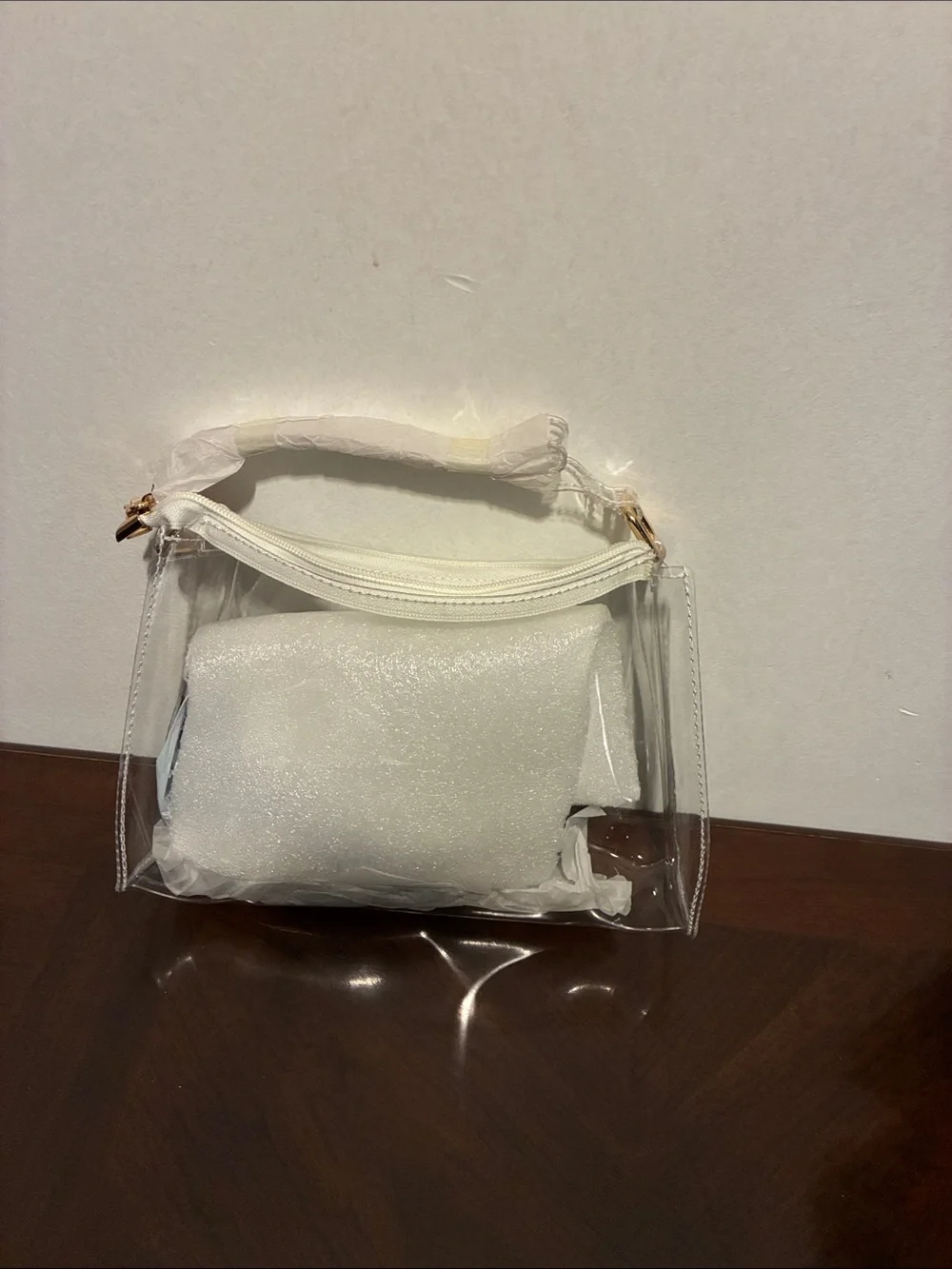Clear PVC Crossbody Bag with White Trim
